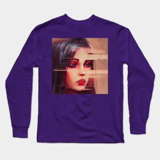 Baffled - Glitch Art Porttrait Long Sleeve T-Shirt